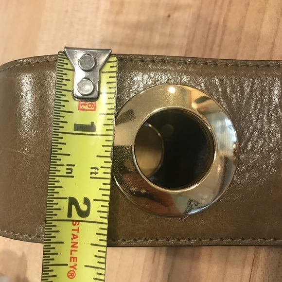 Escada Woman’s Belt Leather Large Buckle Wide Brown Tan Made In Western Germany - Picture 6 of 9